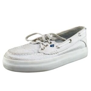 Sperry Top-Sider Toddler Girls 12.5 Medium Silver Boat Shoe Fabric